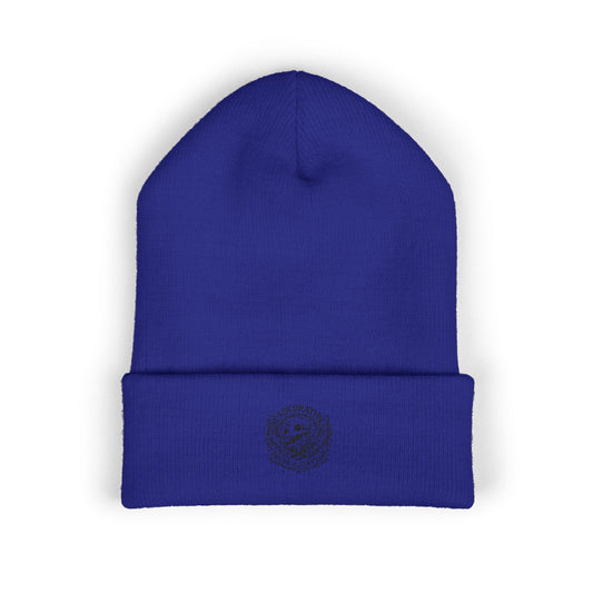 Embroidered Highland Deadcorative Beanie — Classic Winter Knit Hat