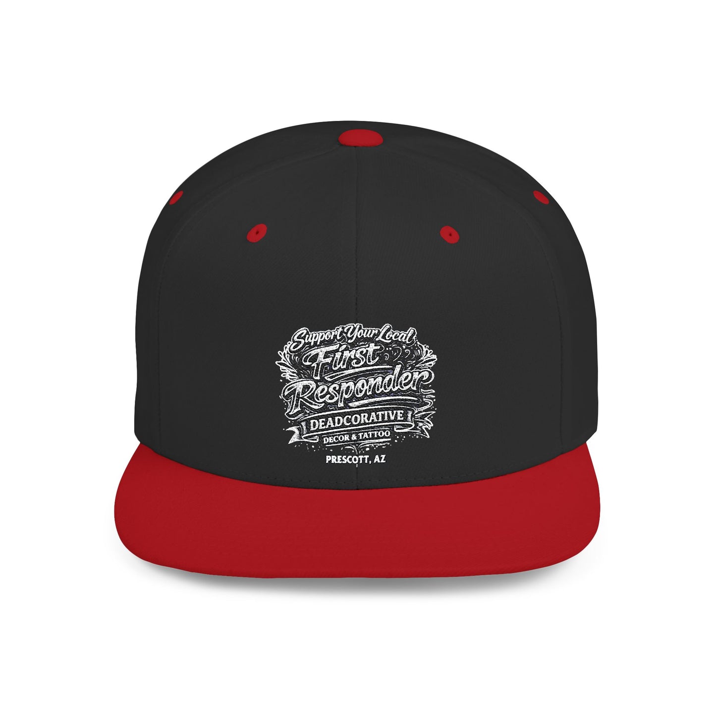 ‘Support Your Local First Responder’ Flat Bill Snapback Hat — Deadcorative SnapBack Cap