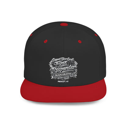‘Support Your Local First Responder’ Flat Bill Snapback Hat — Deadcorative SnapBack Cap