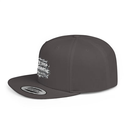 ‘Support Your Local Tattoo Shop’ Flat Bill SnapBack Hat - Deadcorative Graphic SnapBack