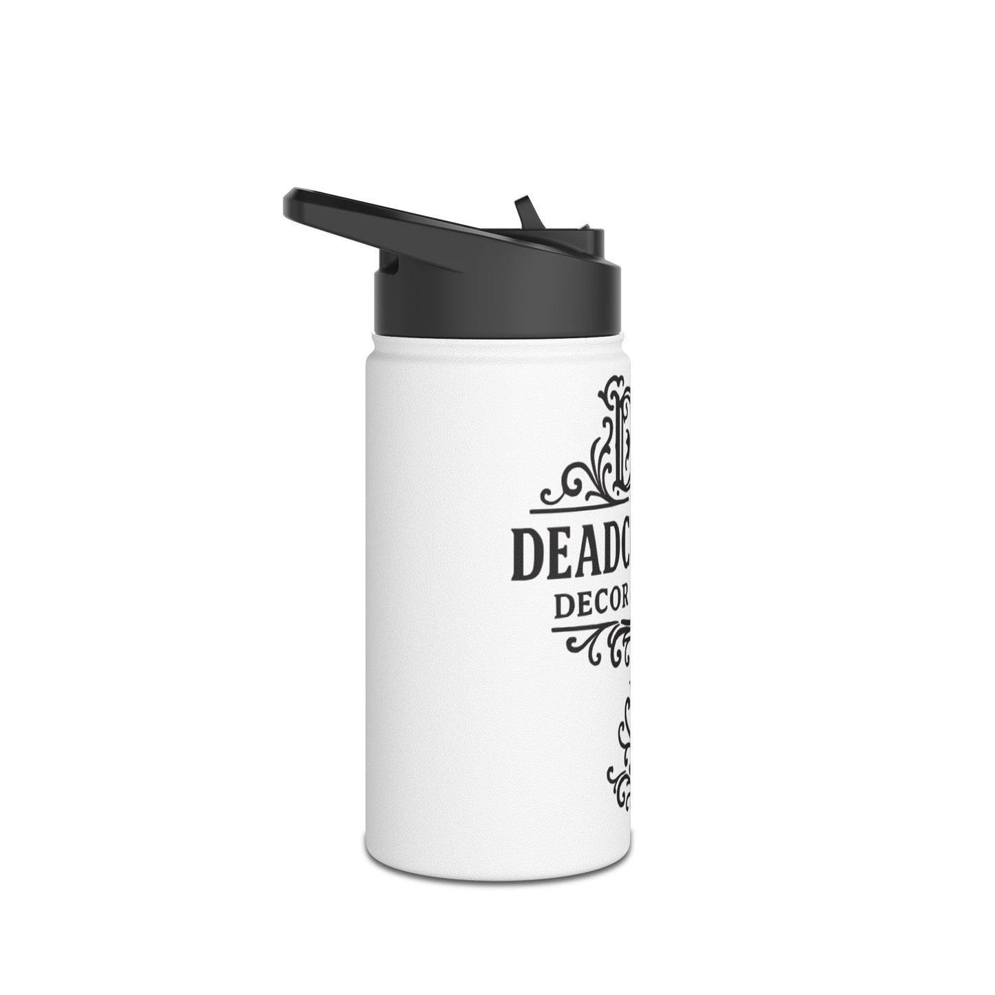 Deadcorative Tattoo Logo Stainless Steel Water Bottle — Decorative Script Design