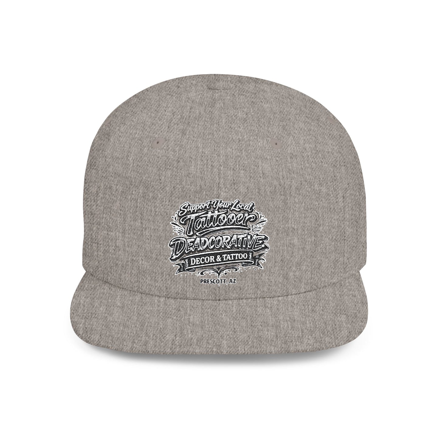 ‘Support Your Local Tattooer’ Snapback Hat — Deadcorative Flat Bill Cap