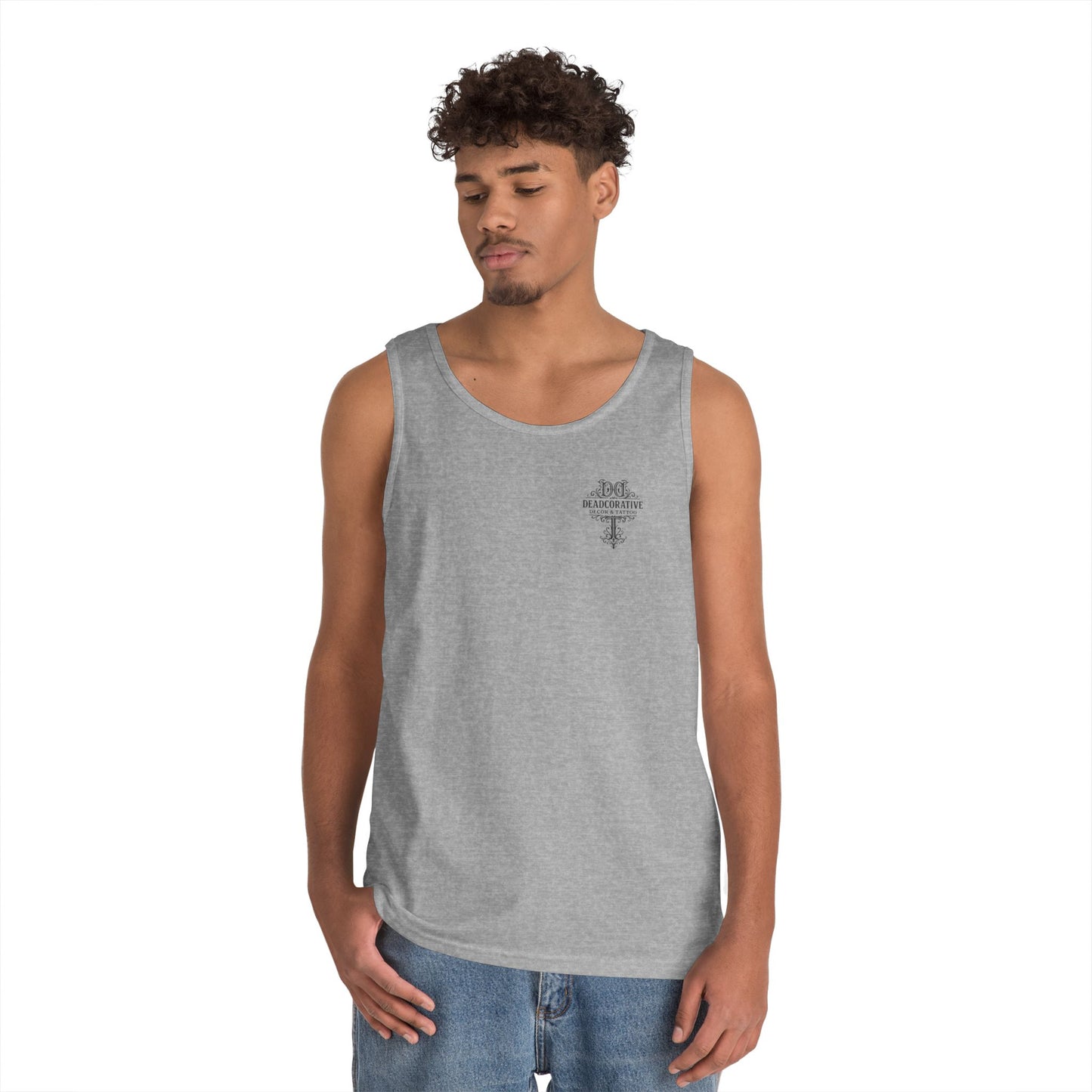 Deadcorative Logo Tank Top — "Deadcorative Decor & Tattoo" Chest & Back Print