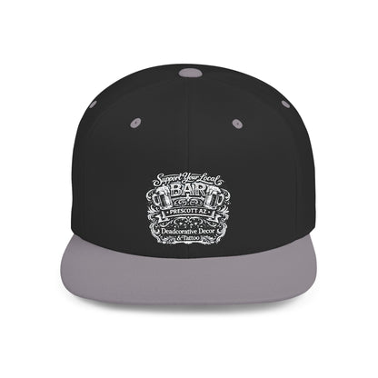 ‘Support Your Local Bar’ Flat Bill SnapBack Hat - Deadcorative Flat Bill Snapback Hat
