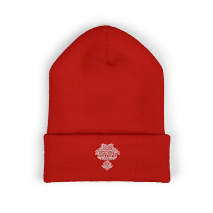 Embroidered 'Deadcorative' Classic Cuffed Beanie — Minimal Logo Knit Hat