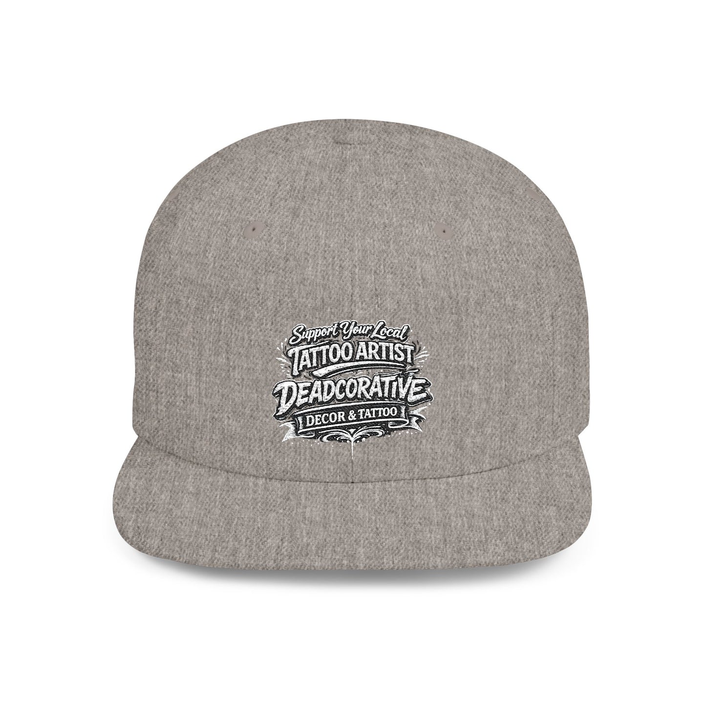 ‘Support Your Local Tattoo Artist’ Snapback Hat — Deadcorative Flat Bill SnapBack Hat