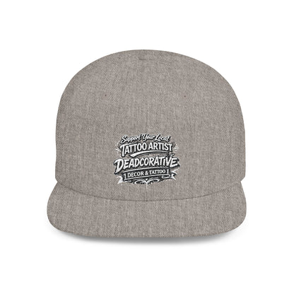 ‘Support Your Local Tattoo Artist’ Snapback Hat — Deadcorative Flat Bill SnapBack Hat