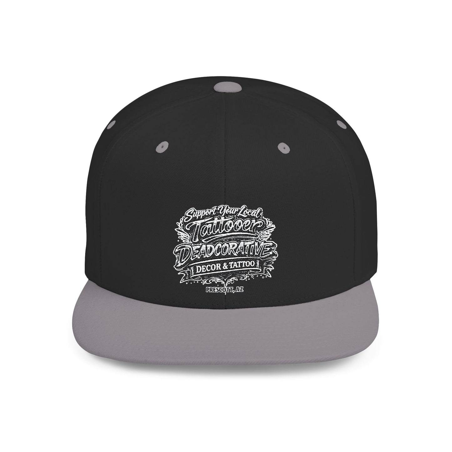 ‘Support Your Local Tattooer’ Snapback Hat — Deadcorative Flat Bill Cap