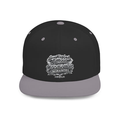 ‘Support Your Local Tattooer’ Snapback Hat — Deadcorative Flat Bill Cap