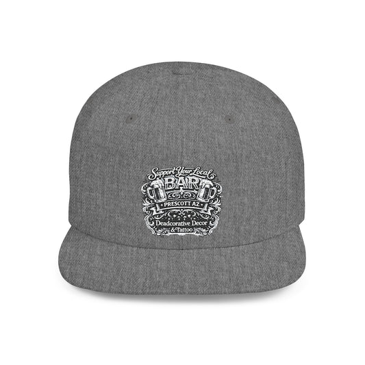‘Support Your Local Bar’ Flat Bill SnapBack Hat - Deadcorative Flat Bill Snapback Hat