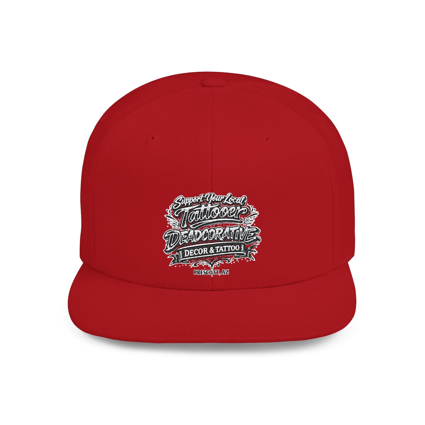 ‘Support Your Local Tattooer’ Snapback Hat — Deadcorative Flat Bill Cap