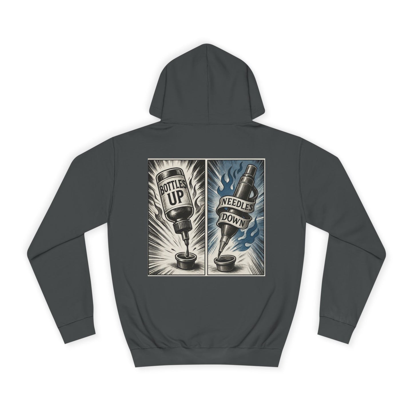 'Bottle Up / Needle Down' Pullover Hoodie - DeadCorative Graphic Hoodie