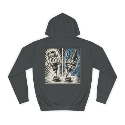 'Bottle Up / Needle Down' Pullover Hoodie - DeadCorative Graphic Hoodie