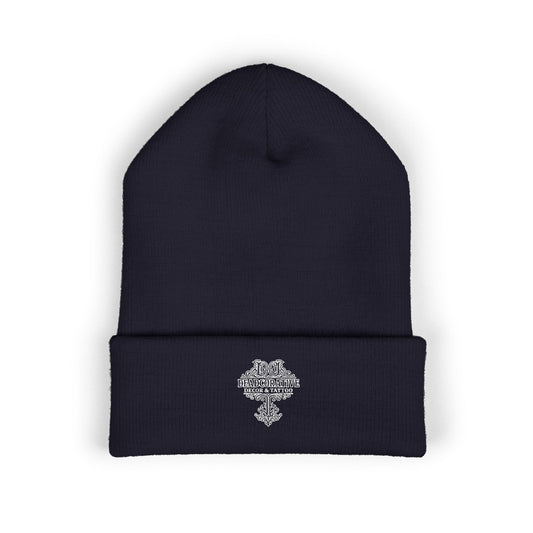 Embroidered 'Deadcorative' Classic Cuffed Beanie — Minimal Logo Knit Hat