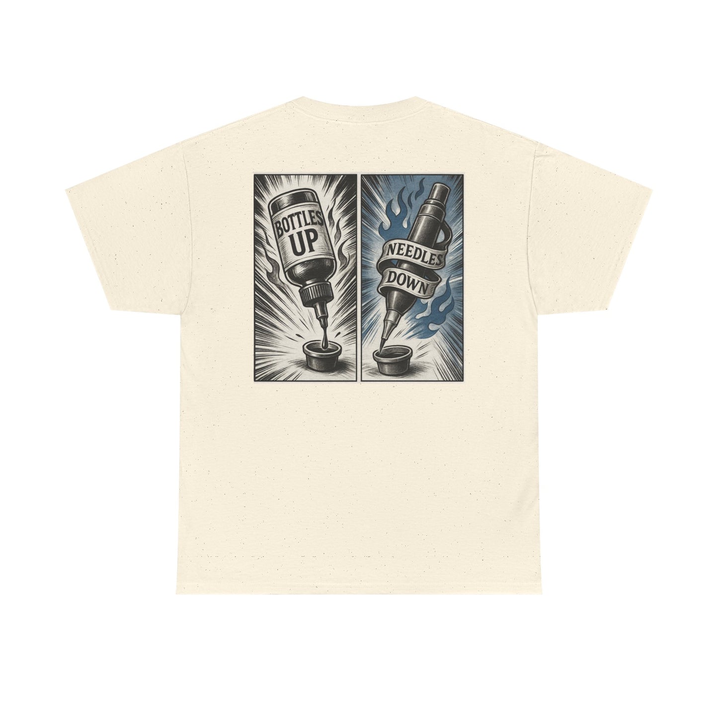 'Bottle Up / Needle Down'  Tee — Deadcorative Graphic T-Shirt