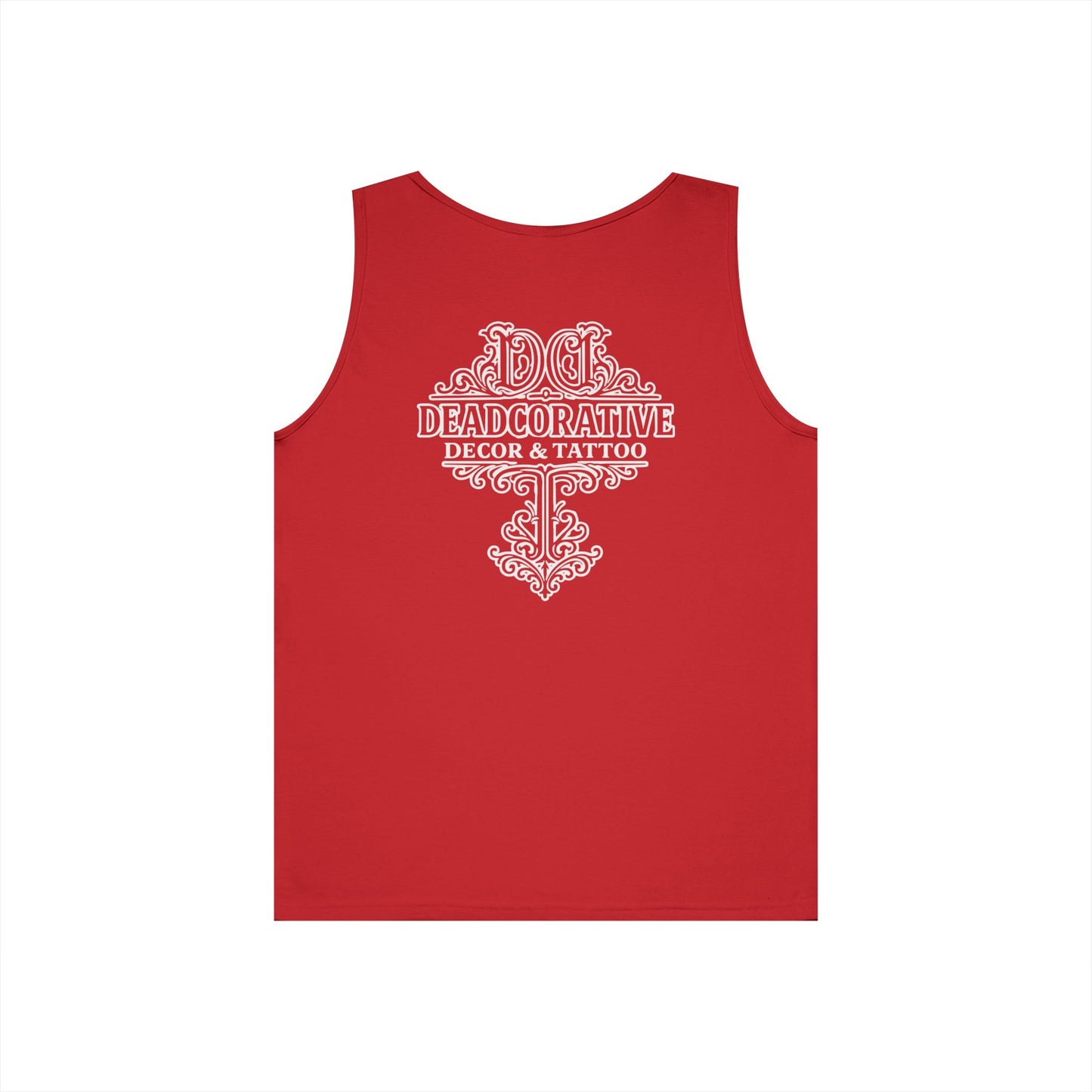Deadcorative Logo Tank Top — "Deadcorative Decor & Tattoo" Chest & Back Print