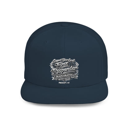 ‘Support Your Local First Responder’ Flat Bill Snapback Hat — Deadcorative SnapBack Cap