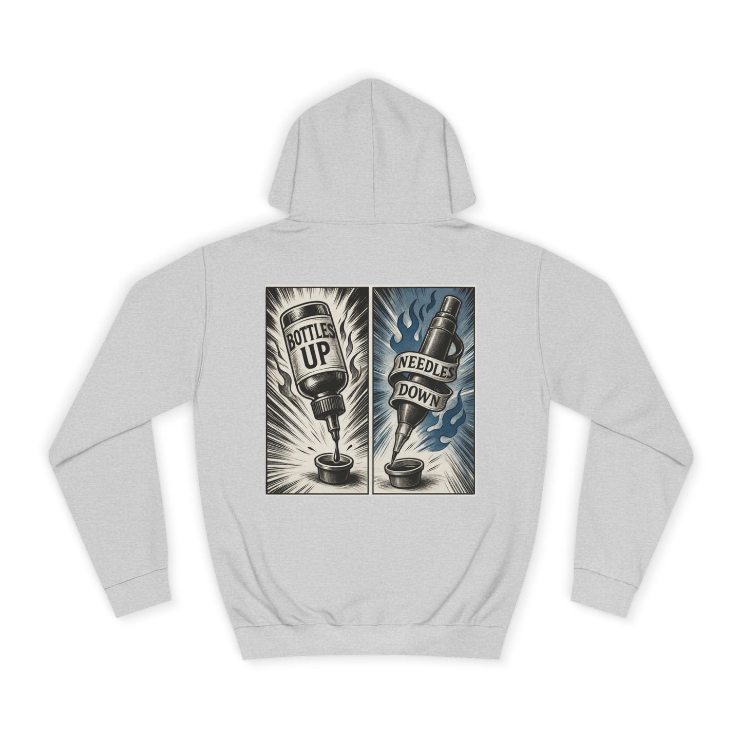 'Bottle Up / Needle Down' Pullover Hoodie - DeadCorative Graphic Hoodie