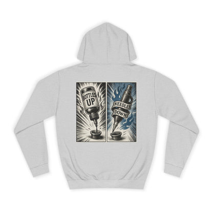 'Bottle Up / Needle Down' Pullover Hoodie - DeadCorative Graphic Hoodie