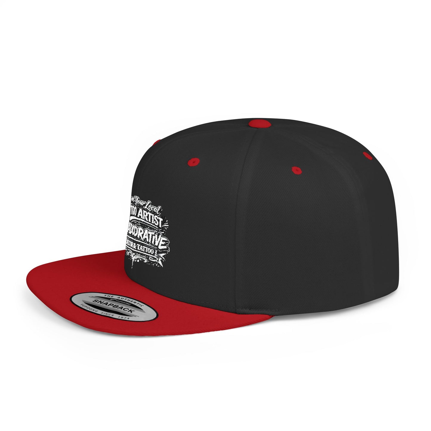‘Support Your Local Tattoo Artist’ Snapback Hat — Deadcorative Flat Bill SnapBack Hat