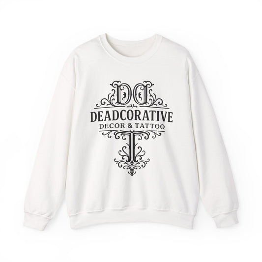 Deadcorative Decor & Tattoo Crewneck Sweatshirt — Vintage Ornamental Logo Pullover