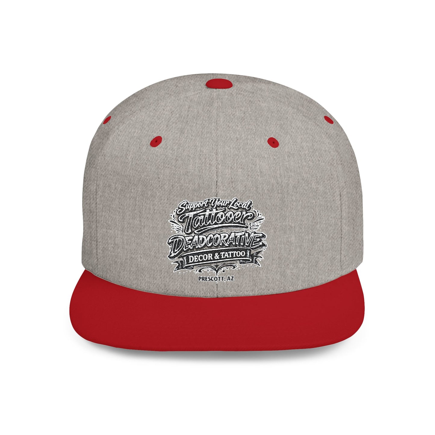 ‘Support Your Local Tattooer’ Snapback Hat — Deadcorative Flat Bill Cap