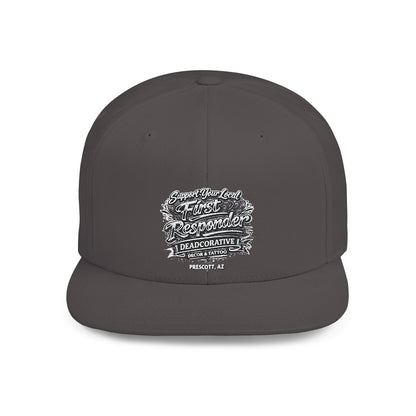 ‘Support Your Local First Responder’ Flat Bill Snapback Hat — Deadcorative SnapBack Cap