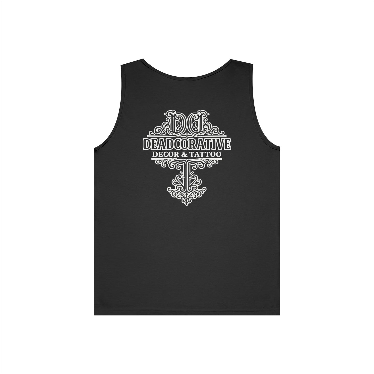 Deadcorative Logo Tank Top — "Deadcorative Decor & Tattoo" Chest & Back Print