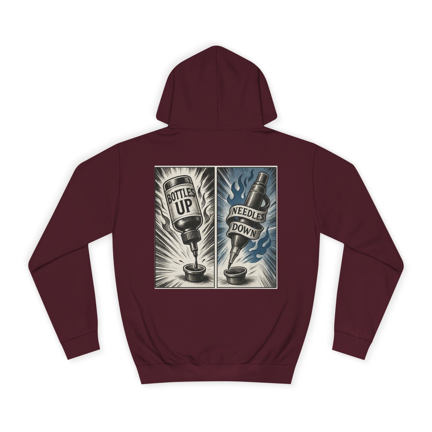 'Bottle Up / Needle Down' Pullover Hoodie - DeadCorative Graphic Hoodie