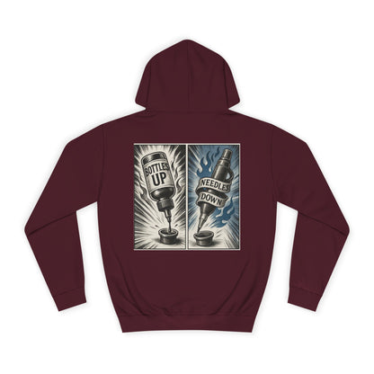 'Bottle Up / Needle Down' Pullover Hoodie - DeadCorative Graphic Hoodie
