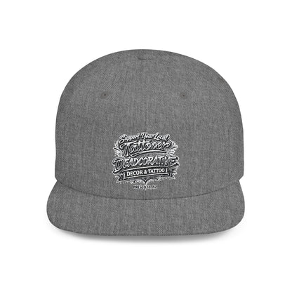 ‘Support Your Local Tattooer’ Snapback Hat — Deadcorative Flat Bill Cap