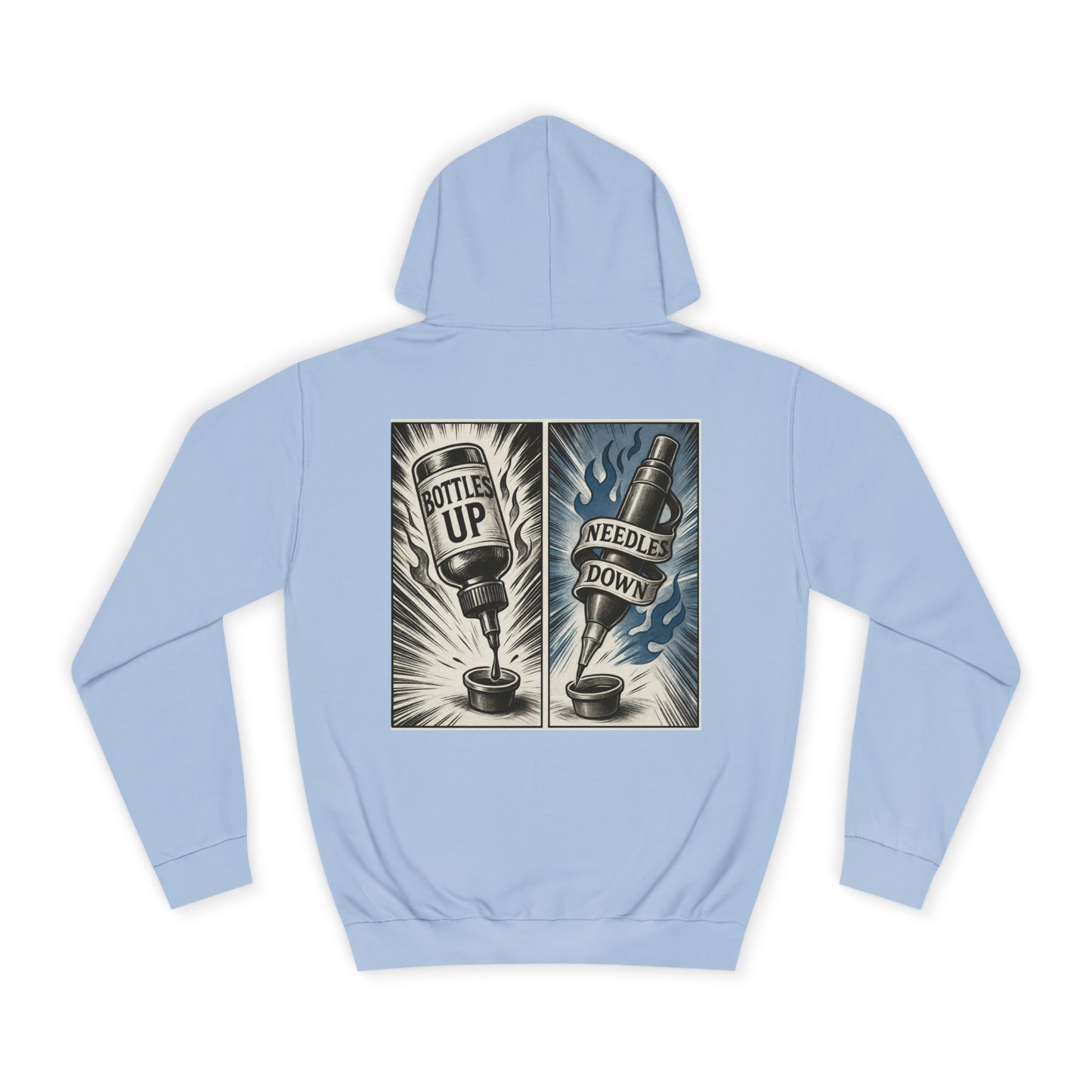 'Bottle Up / Needle Down' Pullover Hoodie - DeadCorative Graphic Hoodie