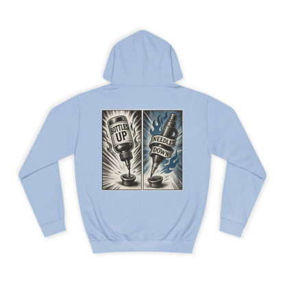 'Bottle Up / Needle Down' Pullover Hoodie - DeadCorative Graphic Hoodie