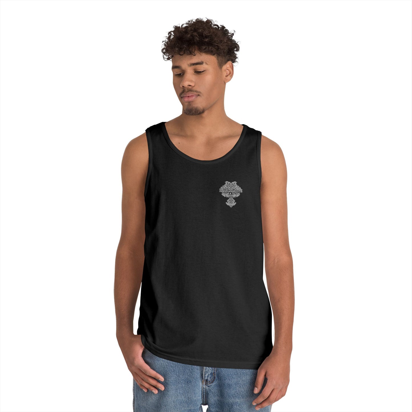 Deadcorative Logo Tank Top — "Deadcorative Decor & Tattoo" Chest & Back Print