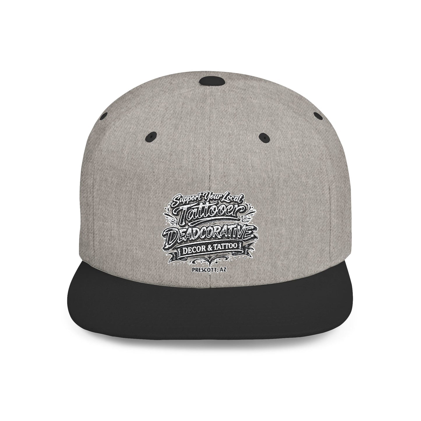 ‘Support Your Local Tattooer’ Snapback Hat — Deadcorative Flat Bill Cap