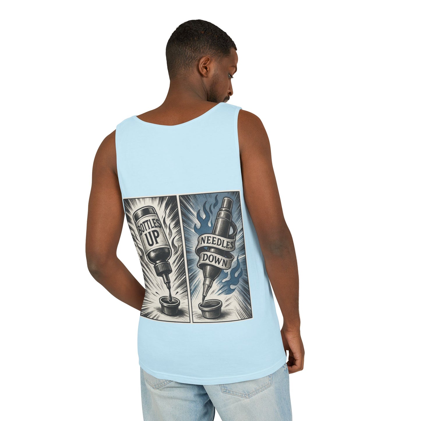 'Bottle Up / Needle Down' Tank Top — Deadcorative Graphic Tank Top