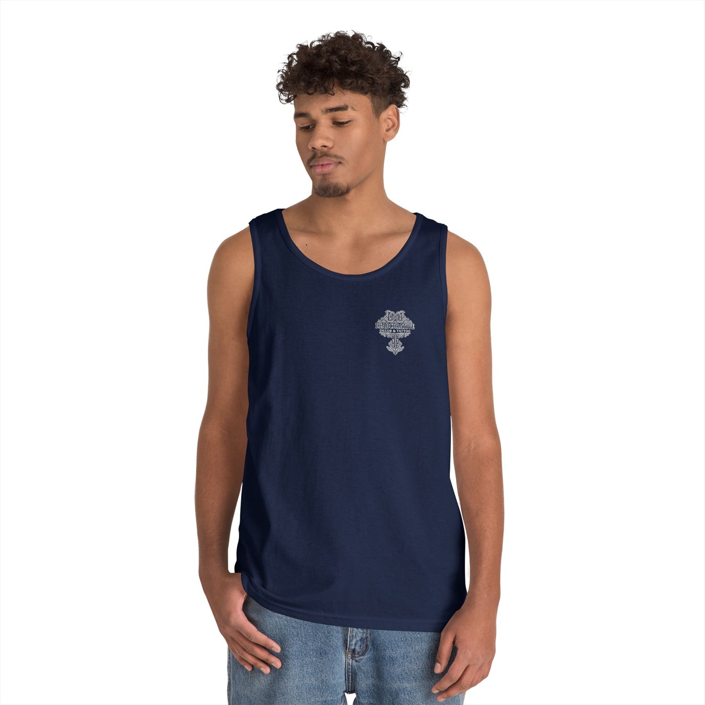 Deadcorative Logo Tank Top — "Deadcorative Decor & Tattoo" Chest & Back Print